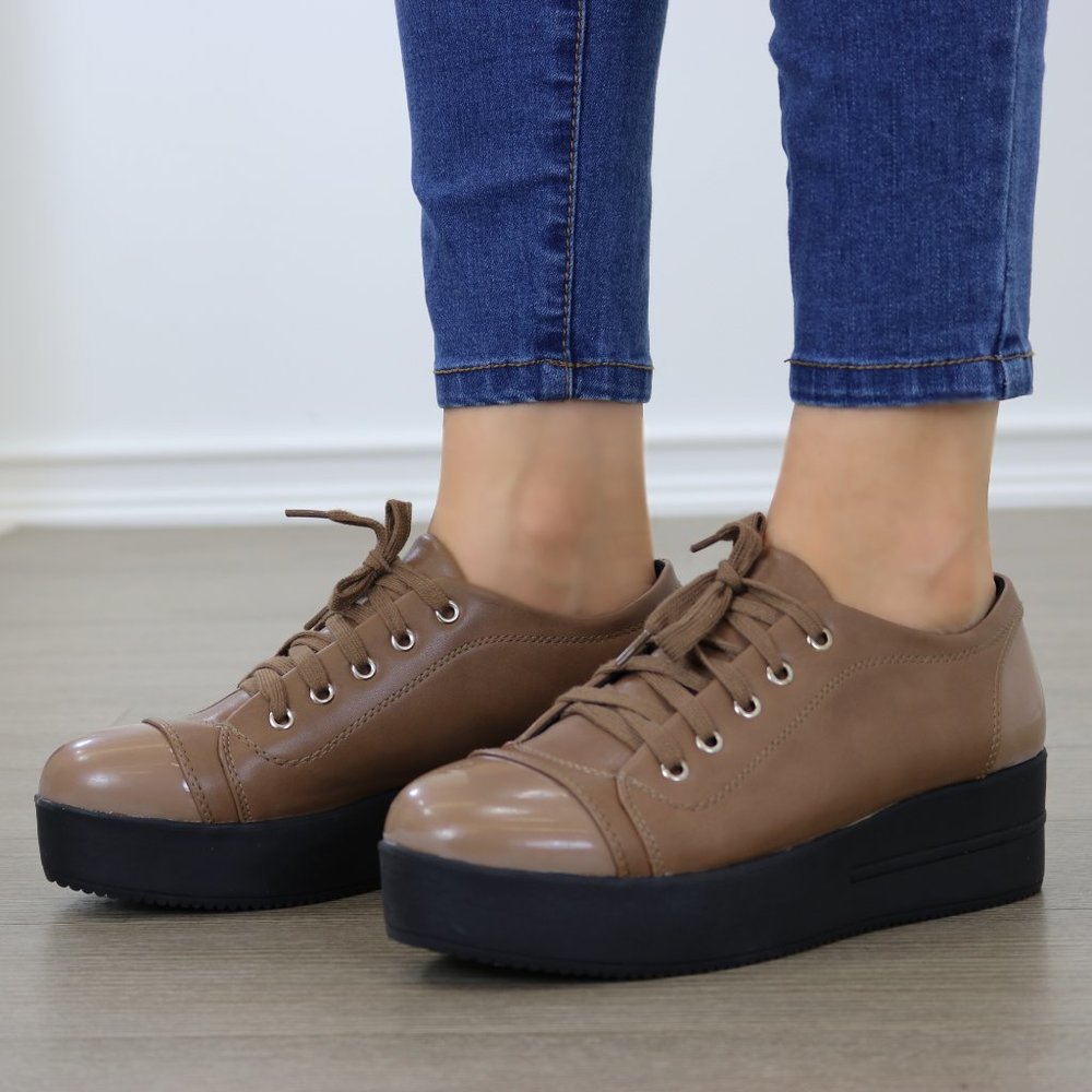 Brown Fashion Creeper Sneakers - Picture 5 of 8